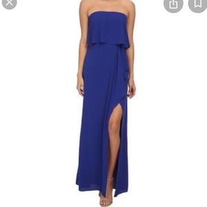 BCBG MAXAZRIA BLUE STRAPPLES DRESS